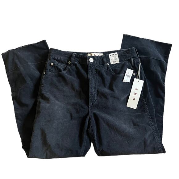 AMO | NWT Anthropologie Bella Slight Boot Cut High Rise Velveteen Pants Black 30 - Picture 4 of 12